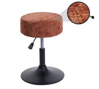 Tabouret HWC-C22, tabouret de maquillage, réglable en hauteur pivotant Ø 37cm Tissu Chenille (465g/m²) MVG terracotta