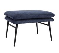 Tabouret HWC-L62, Pouf repose-pieds Ottomane Pouf rembourré, 38x56x40cm tissu/textile ~ bleu