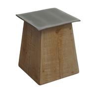 Tabouret HWC-L76, pouf en bois, bois massif industriel certifié MVG, naturel avec aspect métal