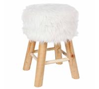Atmosphera Tabouret Oslo – Effet fourrure – Blanc