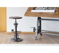 Tabouret industriel haut en teck réglable Salvage
