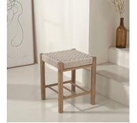 Tabouret intérieur et extérieur AVI en bois d'acacia et corde beige