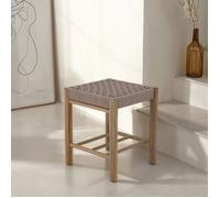 Tabouret intérieur et extérieur AVI en bois d'acacia et corde marron clair