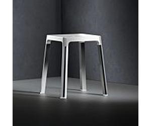 Tabouret Keuco Axess 35082170051 siège 338mm, aluminium anodisé argent/ blanc