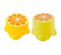 Tabouret Lot de 2 pour Garçon et Filles à Thème de Fruits en Pp Rond | Bords Arrondis, 1 Grand et 1 Petit Format, Motif Dessin Animé Coloré, Usage Maison et École Primaire