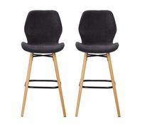 Tabouret Lot de 2 T. Keri noir carbone tissu (plan)