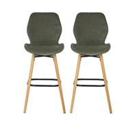 Tabouret Lot de 2 T. Keri vert bouteille tissu (plan)