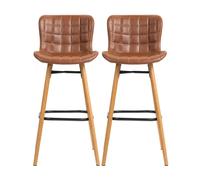 Tabouret Lot de 2 T. Kerma marron clair PU (plan)