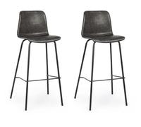 Tabouret Lot de 2 T. Kyra Pu anthracite Vintage (Bar)