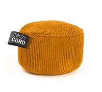 Lumaland Pouf en velours | Compact de 50 L avec fonction 3 en 1 : Tabouret confortable, table basse pratique et élégant repose-pieds pour intérieur | Ø 25 x 45 cm [Jaune moutarde]