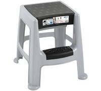 Tabouret marche-pied - 2 marches - avec rangement - gris