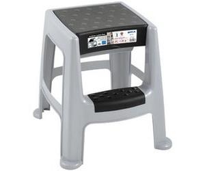 Tabouret marche-pied - 2 marches - avec rangement - gris