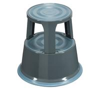 Tabouret marchepied roulant métal 2 marches - gris