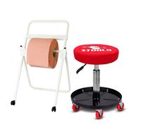 Tabouret Mécanicien BM TOOLS BMT-STOOL siège pivotant Hauteur réglable, roulettes / Supports OUTILS avec Dévidoir de papier
