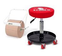 Tabouret Mécanicien BM TOOLS BMT-STOOL siège pivotant Hauteur réglable, roulettes / Supports OUTILS avec Distributeur de papier