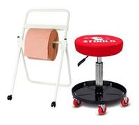 Tabouret Mécanicien BM TOOLS BMT-STOOL siège pivotant Hauteur réglable, roulettes / Supports OUTILS avec Dévidoir de papier