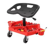 Tabouret mécanicien rolling creeper, charge 150 kg, hauteur 48-64 cm, siège ergonomique plateau outils, atelier auto, rouge