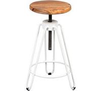 Tabouret Métal Blanc et Bois Massif - THIBERT -