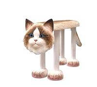 Tabouret ottoman en bois massif sculpté à la main en forme de chat ragdoll peint à la main pour décoration d'intérieur, banc à chaussures, tabouret de table basse