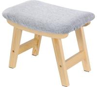 Tabouret ottoman, petit pouf, pouf en lin, pouf amovible, pouf supplémentaire pour la cuisine et le salon (pieds naturels + coussin gris clair)