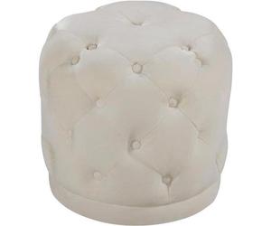 Tabouret ottoman rembourré avec assise supplémentaire, couleur crème, largeur 45,7 cm, motif capitonné