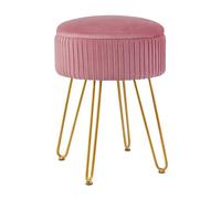 Tabouret ottoman rond confortable rembourré avec pieds en métal - Tabouret de coiffeuse, chaise d'appoint, repose-pieds pour salon, chambre à coucher, entrée, dressing, crèche, bureau à domicile