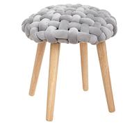 Atmosphera – Tabouret Akemi – Assise tricot gris – Pied en bois – Diam. 43 cm