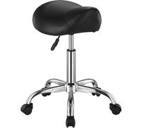Tabouret pivotant réglable en cuirPolyuréthanenoir - hauteur 55-71cm - idéal pour le bureau à domicile et le travail
