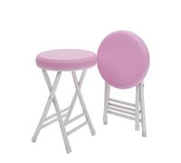 Tabouret pliable de 50,8 cm pour adultes, capacité de 150 kg, siège rembourré portable, idéal pour cuisine, dortoir, vanité, jardin, tabouret rond rose