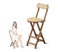 Tabouret pliable en bambou avec dossier confortable, chaise haute de bar pliable, siège en rotin pour cuisine, capacité de 100 kg