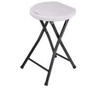 Tabouret pliable en plastique et métal - Noir et blanc - H 45 x D 30 cm