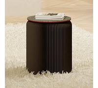 Tabouret pliable portable en nid d'abeille avec coussin en polyuréthane, forte capacité de charge, banc à chaussures polyvalent, table d'appoint ou table de chevet, noir, 43,2 cm