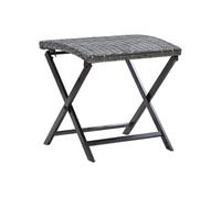 vidaXL Tabouret pliable Résine tressée pour jardin, terrasse et patio Gris
