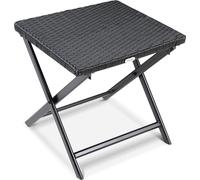 Tabouret pliant 3 en 1 en rotin, table d'appoint et repose-pieds, noir