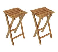 Tabouret pliant en bois balcon fleur tabouret extérieur jardin tabouret pliable ensemble, eucalyptus FSC huilé, LxlxH 29x27x62 cm, lot de 2