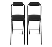 Tabouret Pliant, Tabouret Bar Pliant Renforcé, Chaise Haute Pliable Lot2 | Assise Rembourrée Hauteur 75cm 125kg pour Cuisine Bar Salon, Structure Acier X Renforcée, Pliage Ultra Plat 70mm