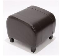 Mendler Tabouret pouf en cuir EMMEN 37x45x47 cm Marron