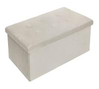 Tabouret Pouf de Rangement en Velours - WOLTU - Vintage - Crème - 80L de capacité de stockage