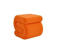 Tabouret / pouf design revêtement bouclette orange 1 place L 43 x P 47 x H 45cm - Sasha