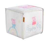 Tabouret Pouf En Velours Imprimé Et Bois Peppa Pig Beige / Cube TU
