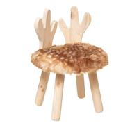Tabouret pour Enfant Cerf en Bois et Fourrure Marron H 38 cm - Atmosphera