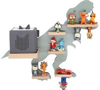 Tabouret pour enfants Dinosaur animal / Suspendu pour Tonie Box and Tonie Figures / Shelf / H. 44 x W. 52 x D. 19 / Wall Shelf Music Box and Figures Storage with Magnetic Inserts / Storage Shelf Wood