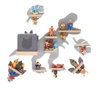 Tabouret pour enfants Dinosaur animal / Suspendu pour Tonie Box and Tonie Figures / Shelf / H. 44 x W. 53 x D. 19 / Wall Shelf Music Box and Figures Storage with Magnetic Inserts / Storage Shelf Wood