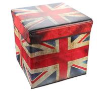 Tabouret Rectangulaire Motif Drapeau Britannique de Rangement Pliable | Grosse Capacité, Panneaux en Fibre Dense et Tissu Non Tissé, pour Bureau ou Chambre, Usage Repose-pieds