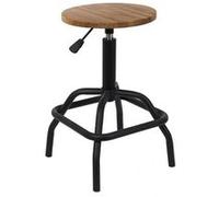 Tabouret Réglable Vintage en Bois d'Orme et Métal - VARUS -
