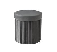 Tabouret Relaxdays en Velours, Pouf de Rangement, rembourré, Pliable, H x P : 38 x 38 cm, Gris foncé