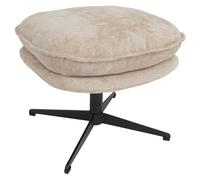 Tabouret rembourré HWC-P32, tabouret/repose-pieds Ottomane Tissu/textile Chenille (370 g/m²) crème