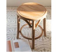 Tabouret rond 34x34x50 cm en bois de teck naturel