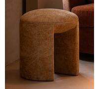 Tabouret rond 42x42x44 cm en tissu doux ocre - TESTI