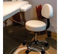 Vivezen - Tabouret rond à roulettes avec dossier réglable en hauteur de 50 à 64 cm et pivotable à 360° - 2 coloris